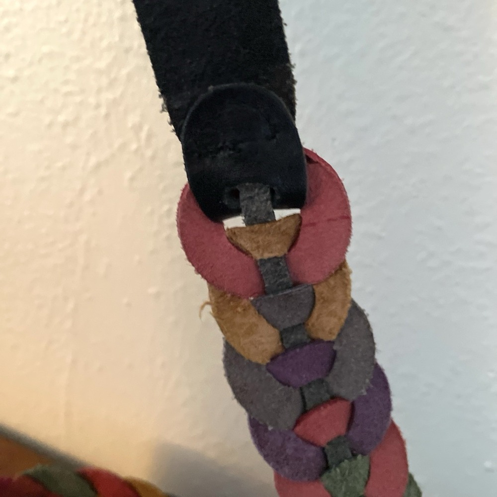 Women's Colorful Braided Leather Loop Belt 1.25 in Wide Size Large Fits 34-36 in - Picture 7 of 7